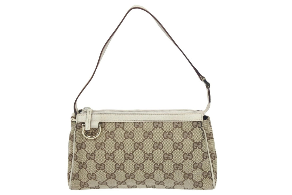 Gucci Hobo Bag Handbag GG Canvas Leather Beige Cream Brown